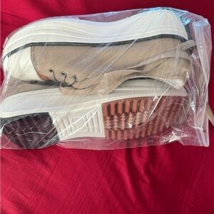 Tan and White Platform Sneakers